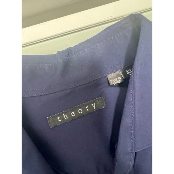 Theory Performance Dress Shirt Mens 16.5 32-33 Large L Nylon Stretch Button Up - Picture 2 of 5